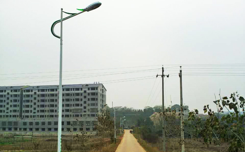 湖南衡陽市衡南縣車江鎮led路燈桿造型燈安裝完畢