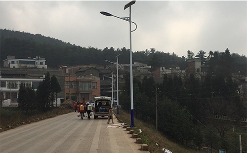 正翔路燈寒風中傲立